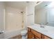 Full bathroom with a shower-tub combo and a wood vanity at 104 Mayfield Dr, Goose Creek, SC 29445