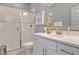 Stylish bathroom with a glass-enclosed shower and a modern, well-lit vanity at 110 Crosscut Ln, Summerville, SC 29486