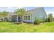 A well maintained backyard with a screened-in porch, manicured lawn, and neatly arranged landscaping along the home's foundation at 1140 Darling St, Summerville, SC 29485