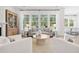 Well-lit living room with a fireplace, large windows, and stylish decor at 1140 Darling St, Summerville, SC 29485