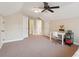 This is a bedroom offering comfortable carpeting, neutral paint and a ceiling fan at 1217 Bamboo Dr, Charleston, SC 29407