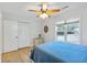 Bedroom with a full-sized bed, ceiling fan, hardwood floors and a bright window at 1288 Old Colony Rd, Mount Pleasant, SC 29464