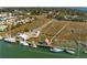 An aerial view shows the property lines along the water at 232 Haddrell St, Mount Pleasant, SC 29464