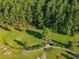 Aerial view of the community dog park, with lush green space, mature trees, and separate areas for large and small dogs at 269 Firewheel Ct, Summerville, SC 29486
