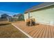 Charming wooden deck features a pub table set, offering an inviting outdoor space at 411 Watergrass Way, Summerville, SC 29485