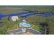 Overhead image of a community pool, pool house and parking area with views of the marsh at 4385 Ten Shillings Way, Hollywood, SC 29470