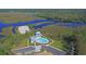 Aerial view of a community pool house and parking area with marsh views and a boat launch at 4385 Ten Shillings Way, Hollywood, SC 29470