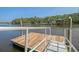 Riverfront dock featuring wood deck, metal railings, and a gazebo in a scenic and tranquil setting at 4385 Ten Shillings Way, Hollywood, SC 29470