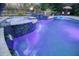 Backyard swimming pool with waterfalls, fire bowls, and lush landscaping providing a luxurious outdoor retreat at 4385 Ten Shillings Way, Hollywood, SC 29470