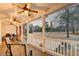 Covered back porch with ceiling fans, offering views of the backyard and surrounding landscape at 1006 Retreat Ave, Moncks Corner, SC 29461