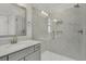 Elegant bathroom with walk-in shower, marble tile, and quartz vanity top at 117 Grange Cir, Summerville, SC 29486