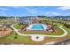 Aerial view of the pool, playground, and fire pit creating the heart of this vibrant community at 123 Grange Cir, Summerville, SC 29486