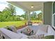 Covered back porch with outdoor furniture overlooking a beautiful lawn at 123 Grange Cir, Summerville, SC 29486