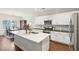 Spacious kitchen featuring white cabinets, stainless steel appliances, dark countertops, and hardwood floors at 1601 Thin Pine Dr, Johns Island, SC 29455