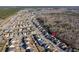 Drone shot of houses in a community next to a large forest and a railroad track at 218 Mayfield Dr, Goose Creek, SC 29445