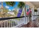 Front porch displaying American and South Carolina flags and hanging fern plants at 3009 Macbeth Creek Dr, Charleston, SC 29414