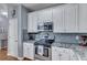 Kitchen with stainless steel appliances, subway tile backsplash, and white cabinets at 3009 Macbeth Creek Dr, Charleston, SC 29414
