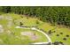 Aerial view of community dog park with separate areas for large and small dogs, surrounded by lush green space at 330 Pine Crest View Dr, Summerville, SC 29486