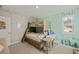 This light-filled bedroom showcases a wooden bunk bed, carpeted floor, and modern decor on the wall at 433 Cedarview Rd, Summerville, SC 29486