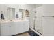 Elegant main bathroom with double vanity, quartz countertop, a glass shower, and modern fixtures at 433 Cedarview Rd, Summerville, SC 29486