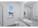 Bright bathroom featuring granite countertops, a white vanity, and a glass shower at 9207 Bowen Corner Ave, Hanahan, SC 29410
