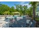 Community pool with umbrella, chairs, and outdoor tables at 9207 Bowen Corner Ave, Hanahan, SC 29410