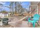 Spacious backyard with a wooden fence, storage sheds, and an outdoor seating area at 106 Two Wood Ct, Summerville, SC 29483