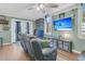 Comfortable living room with french doors, TV, ceiling fan and seating area at 106 Two Wood Ct, Summerville, SC 29483