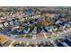 Aerial view of a residential neighborhood with houses and cul-de-sac streets surrounded by tall trees at 107 Diploma Dr, Ladson, SC 29485