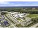 Extensive aerial view of the community, showcasing the school and surrounding wooded areas at 127 Oyster Tide Ave, Summerville, SC 29485