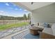 Relaxing covered patio with comfortable seating and views of the fenced backyard at 127 Oyster Tide Ave, Summerville, SC 29485