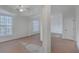 Bright primary bedroom with tray ceiling, carpet flooring, and lots of natural light at 1338 Hopton Cir, Mount Pleasant, SC 29466
