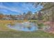 Scenic pond with a fountain in front of complex at 1338 Hopton Cir, Mount Pleasant, SC 29466