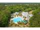 Aerial view of the community pool and playground, surrounded by lush greenery and well-maintained landscaping at 1425 Lagoon Park Cir, Mount Pleasant, SC 29466