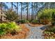 Peaceful backyard retreat with a gravel pathway and pine straw, surrounded by natural beauty at 1425 Lagoon Park Cir, Mount Pleasant, SC 29466