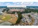 An aerial view of neighborhood near Cane Bay Elementary and Middle School and a pond at 341 Iveson Rd, Summerville, SC 29486