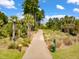 Scenic walking path lined with palm trees and lush greenery, ideal for outdoor activities and relaxation at 341 Iveson Rd, Summerville, SC 29486