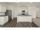 Modern kitchen features an island, stainless steel appliances, granite countertops, and white cabinetry at 4368 Ocean Farm Dr, Summerville, SC 29485