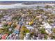 An aerial view showcasing a quaint neighborhood street, nestled among historic buildings and lush trees near the Ashley River at 48 Montagu St # B, Charleston, SC 29401