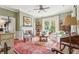 Cozy living room with hardwood floors, a fireplace, and bright windows providing natural light at 48 Montagu St # B, Charleston, SC 29401