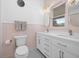 Bathroom with double vanity, neutral wall coloring and tile flooring at 4801 Coon Club Rd, Meggett, SC 29449