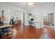 Bright office area with built in desk, shelving and natural light from the large window at 4801 Coon Club Rd, Meggett, SC 29449