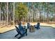 Spacious backyard featuring modern patio with fire pit and adirondack chairs at 520 Sanders Farm Ln, Wando, SC 29492