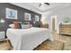 Spacious primary bedroom featuring a comfortable bed, accent wall, and natural light at 5408 Overland Trl, North Charleston, SC 29420