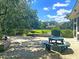 Outdoor patio area featuring a picnic table, grill, and serene views of the pond at 5408 Overland Trl, North Charleston, SC 29420