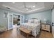 Serene bedroom with floral bedspread, hardwood floors and French doors, creating a peaceful retreat at 801 Balgrove Ct # 801, Mount Pleasant, SC 29466