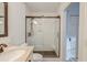 Beautiful bathroom with a tiled shower and updated fixtures with a glass door at 810 Harbor Place Dr, Charleston, SC 29412