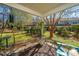 Lush backyard featuring a patio with comfortable seating and well-maintained landscaping at 8120 Shadow Oak Dr, North Charleston, SC 29406