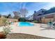 Large backyard with a pool, lounge chairs, beautiful landscaping, and privacy fence at 904 Watermelon Run, Charleston, SC 29412