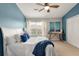 Bedroom showcasing a queen-sized bed, white linens, and a ceiling fan at 138 Taylor Cir, Goose Creek, SC 29445